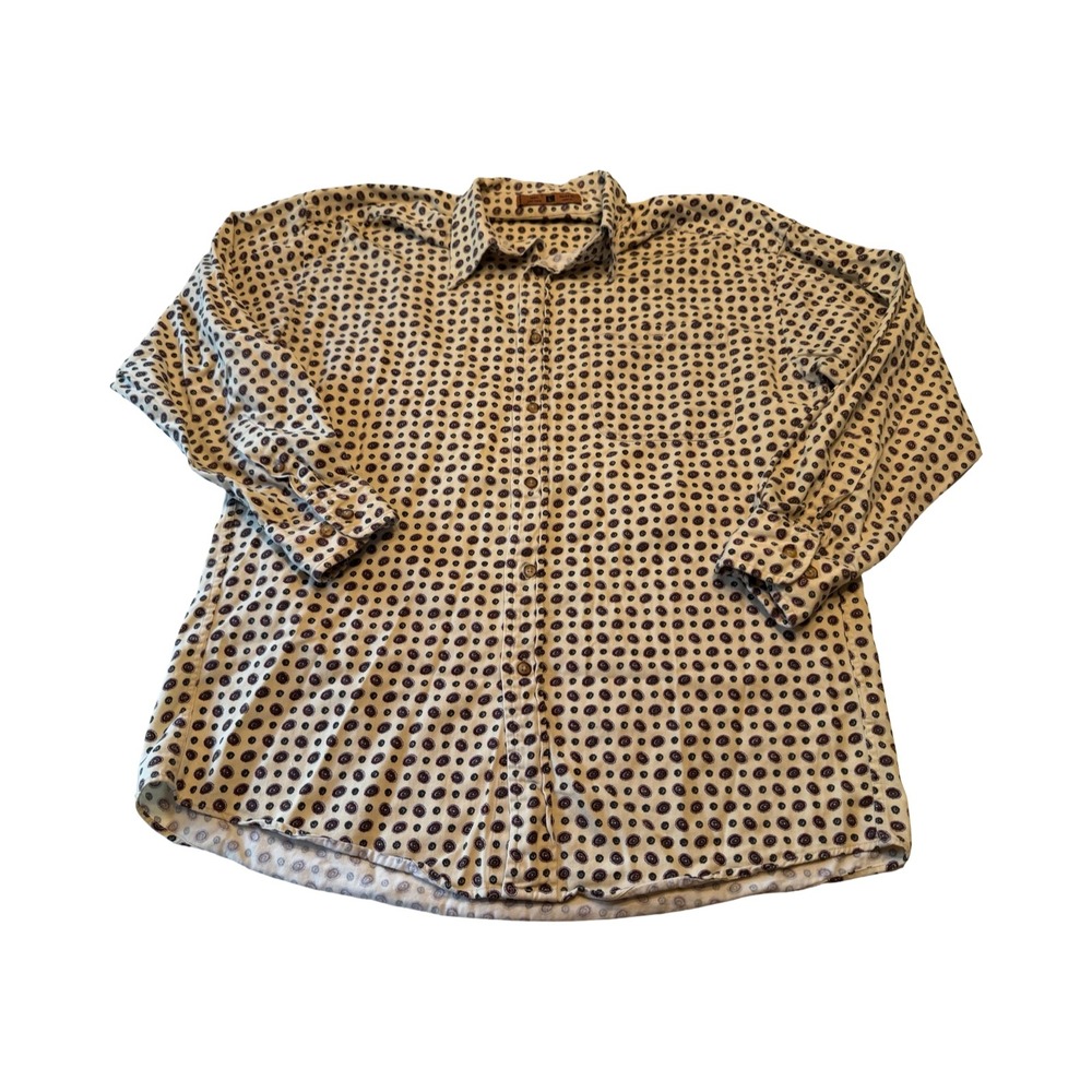 Northern‎ Explorer Mens L Button Down Shirt Geometric Medallion Print LS Cream